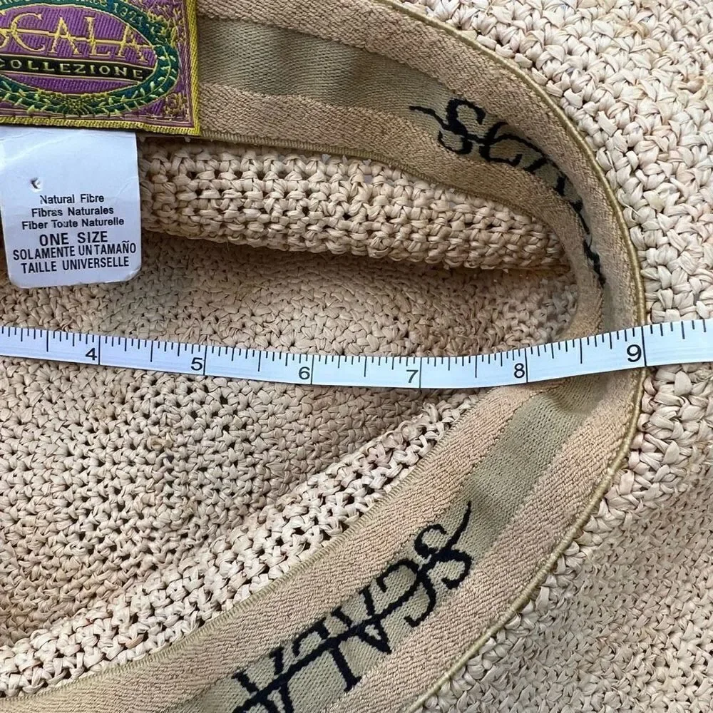 Scala Collezione Women's Natural Fibre Black Trim Wide Brim Sun Hat Tan One Size